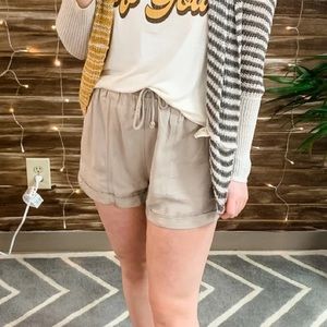 Khaki fabric shorts